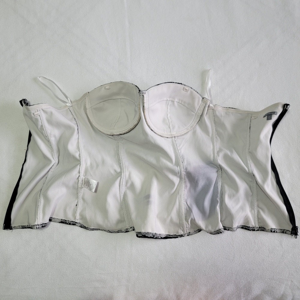 Vintage Y2K Charlotte Russe Corset Top Black White Womens M Goth Coquette‎ Emo - Picture 7 of 15